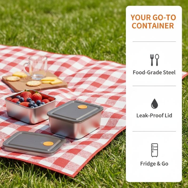 [E] 4個セット ステンレス製食品保存容器 厚みのある漏れ - Food Storage Pantry のレビューと価格