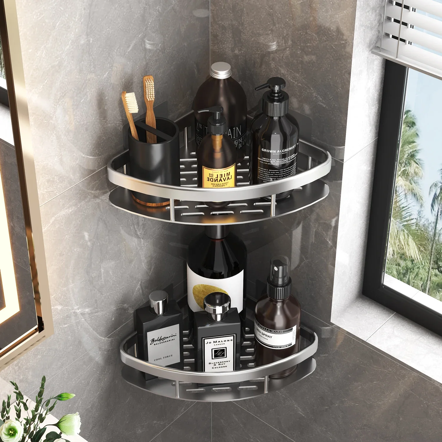 バスルームの棚キッチン収納オーガナイザーアルミ合金シャンプー - Food Storage Shelving のレビューと価格
