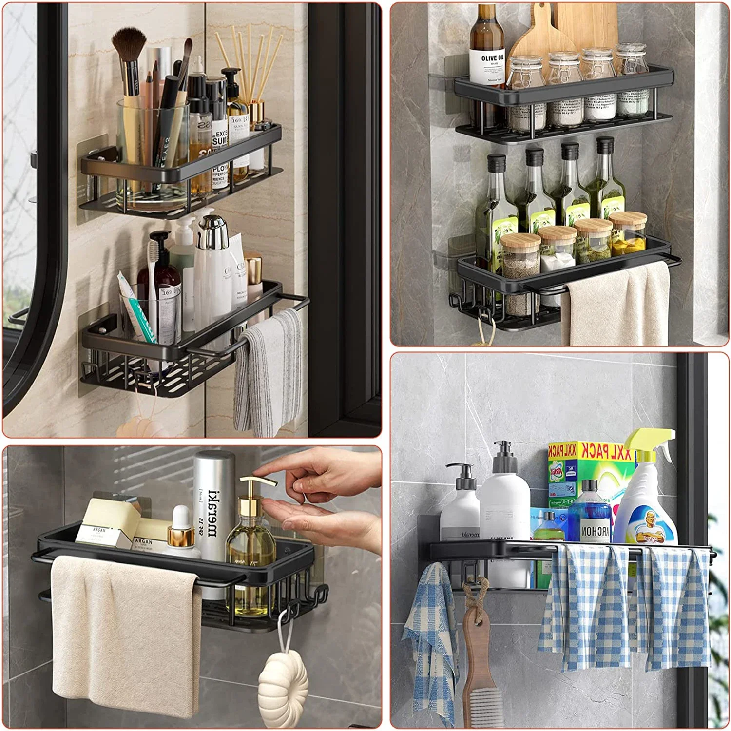 バスルームの棚キッチン収納オーガナイザーアルミ合金シャンプー - Food Storage Shelving のレビューと価格