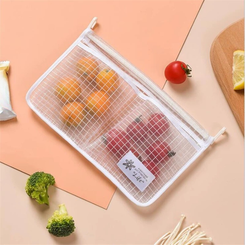冷蔵庫収納ネットバッグダブルコンパートメント吊り下げメッシュ - Food Storage Pantry のレビューと価格