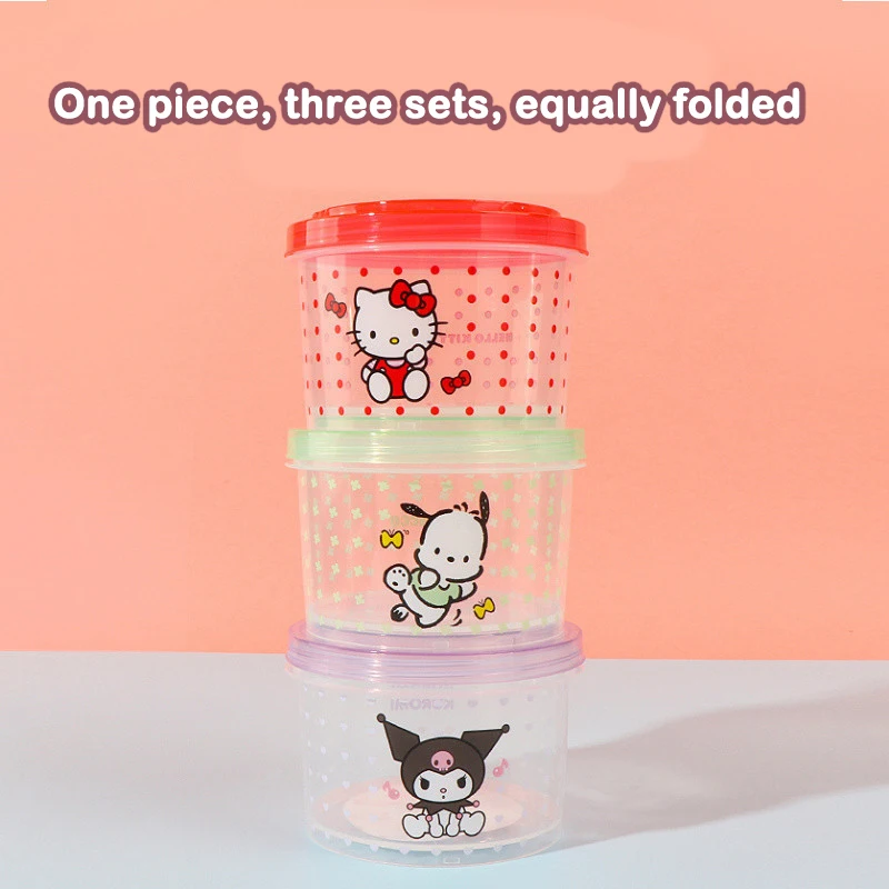 キティ弁当箱セット 3個入り 可愛い重ねて使える蓋付き丸型ラ - Food Storage Jar Set のレビューと価格